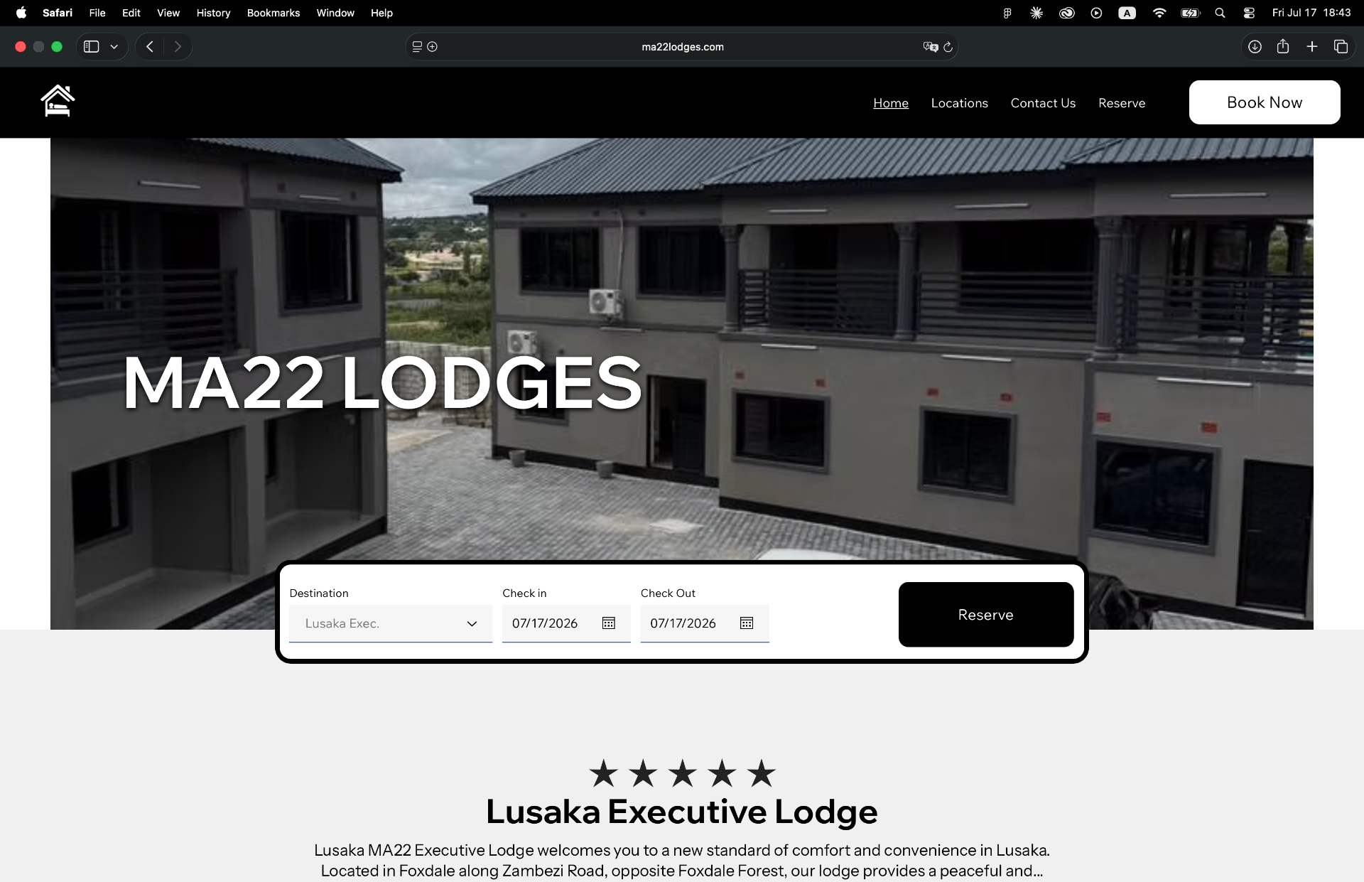 Ma22 Lodges — Hospitality website preview by AmplifyHQ